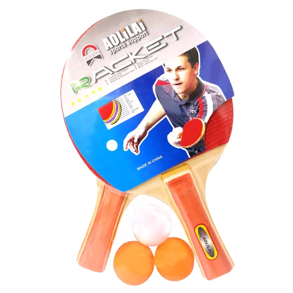 SET DE PING PONG AOLILAI (2 RAQUETAS + 3 PELOTAS + RED + ESTUCHE)